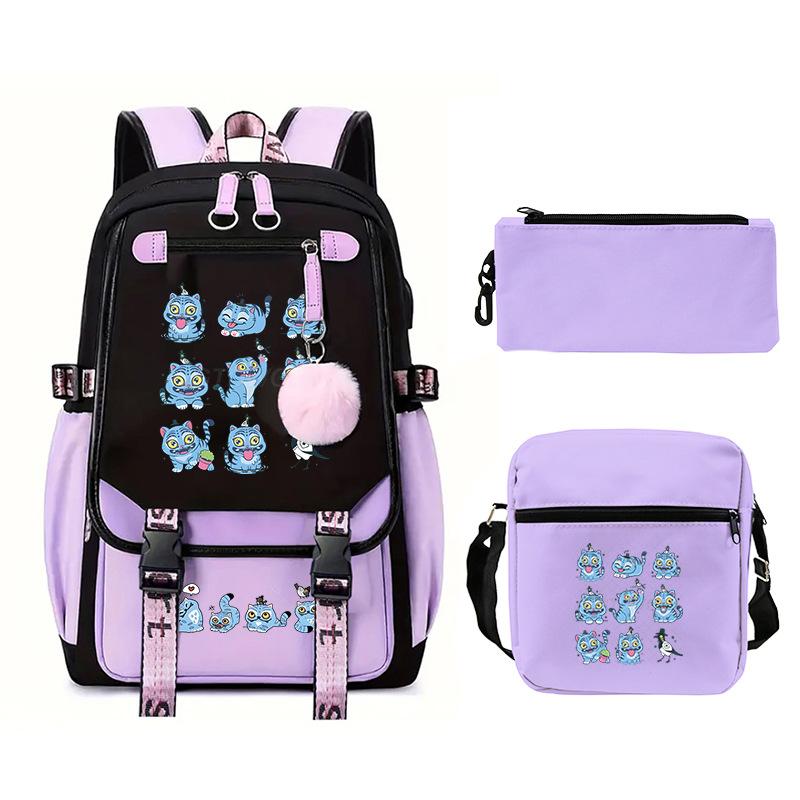 Animation Cartoon With High Value Schoolbag, Primary And Secondary School Students Leisure Backpack, Pencil Bag Set