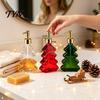 Clear Glass Soap Pump 300ml Christmas Tree Dispenser, Hand Dish Dispenser with Pump, Xmas Theme Home Decor Decorative Empty Bottle for Soap, Kitchen,