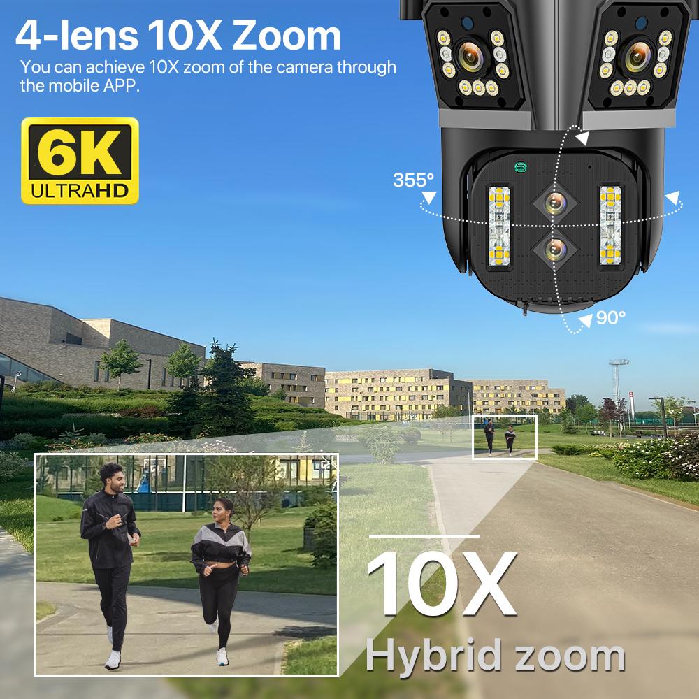 4K HD WIFI IP-камера 16MP 10X гибридный зум PTZ-камера с автоматическим отслеживанием уличная камера с четырьмя объективами и тремя экранами, камера наблюдения 4K