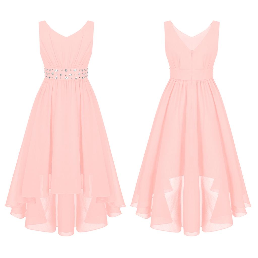 Вечернее платье для девочек, платье с тонкой талией, блестящее праздничное платье с бисером, шифоновое платье для девочек с цветочным узором, свадебная вечеринка