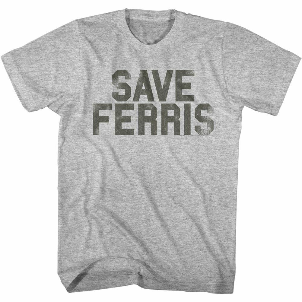 Ferris Bueller's Day Off Save Ferris Penant Gray Heather T-Shirt Mens Womens Tees Top