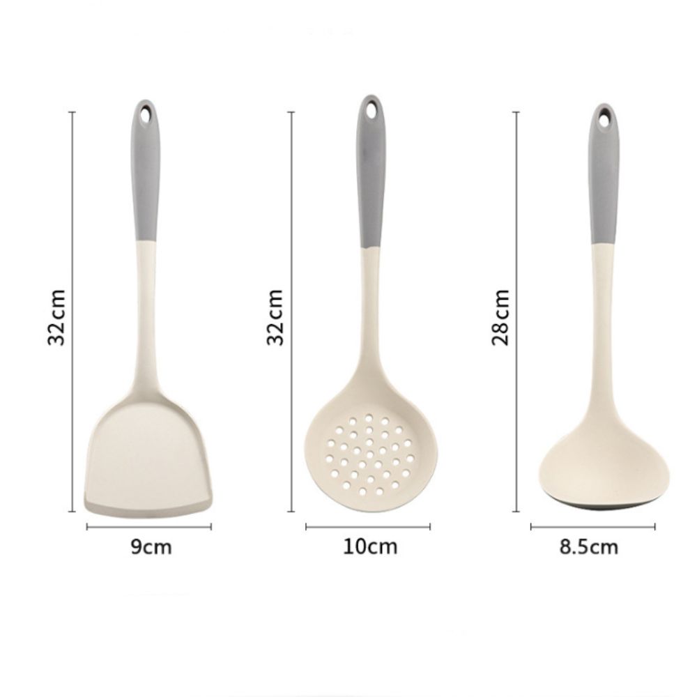 Набор лопаток двух цветов, силиконовый, с длинной ручкой, набор кухонной утвари, суповая ложка, термостойкий инструмент для приготовления пищи