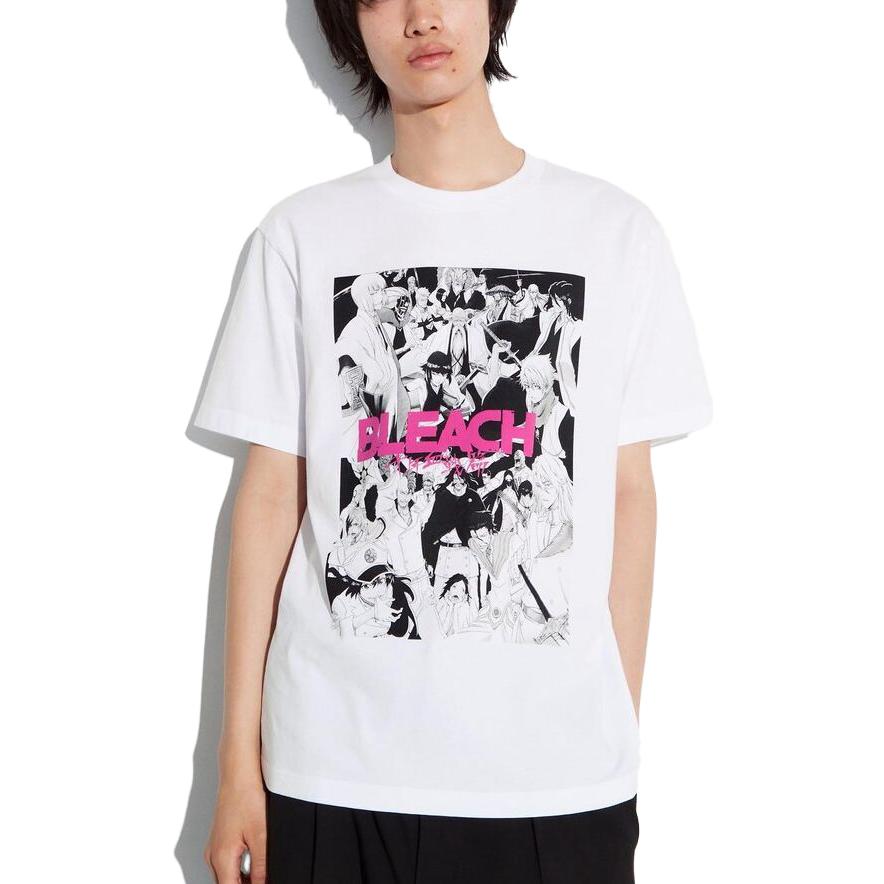 Uniqlo Футболка с принтом Bleach Collaboration Millennial Blood Battle, с круглым вырезом, короткий рукав, унисекс, белая 466060-00