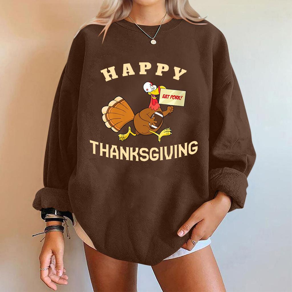 Женская мода повседневная толстовка с длинным рукавом и принтом ко Дню благодарения