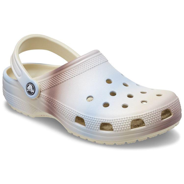 Crocs Унисекс Белые Классические Кроксы из ЭВА с Цветными Вставками и Мраморным Рисунком 208981-2Y3