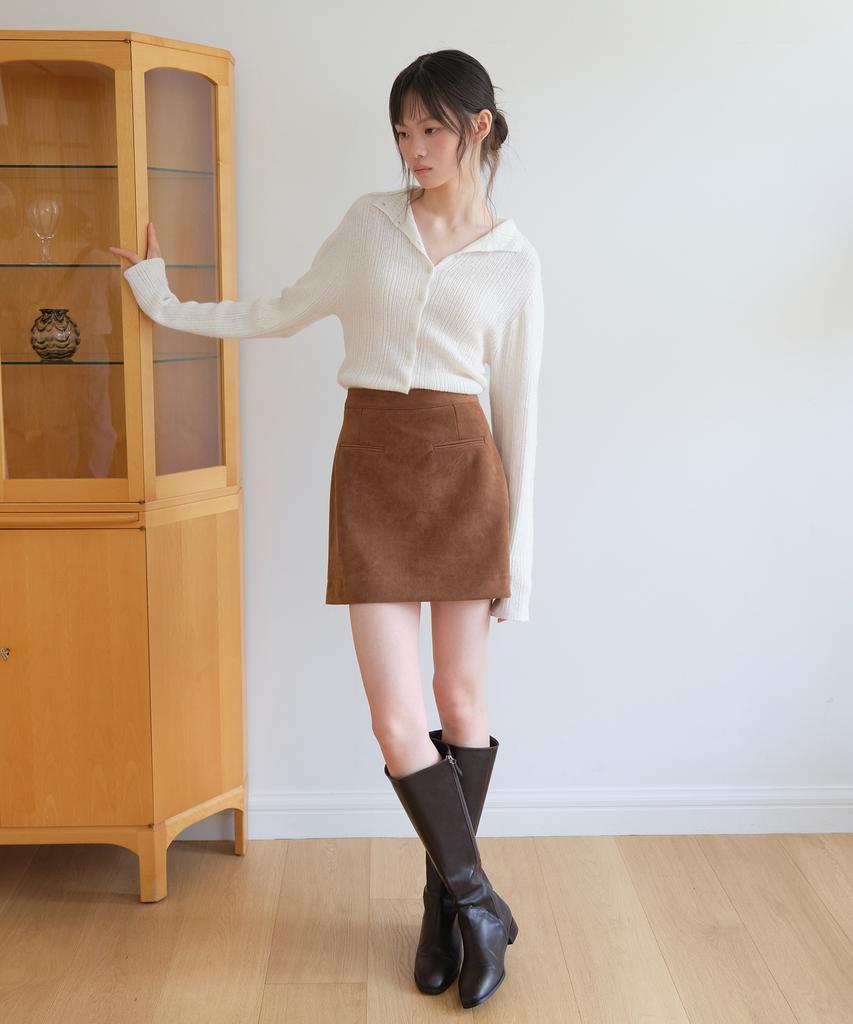 Yeoppe Suede Pocket Skirt_Brown