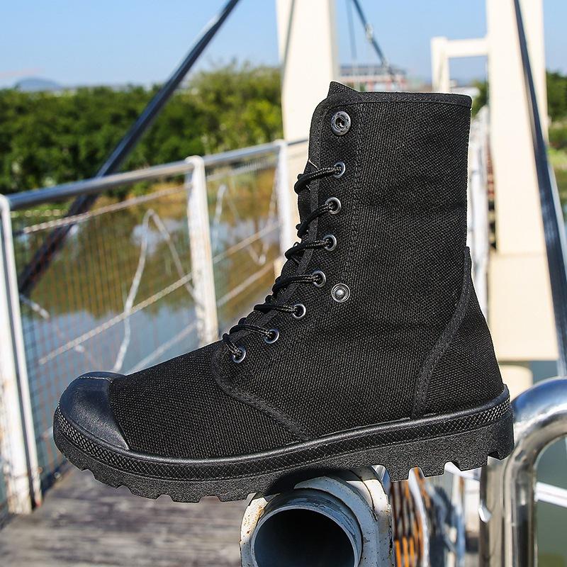 Мужская модная парусиновая обувь Весенне-осенняя обувь для улицы Обувь на толстой подошве Высокие кеды Обувь с манжетами Модная спортивная обувь
