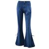 Women Summer Elastic Plus Loose Denim Bow Casual Boot Cut Pant  Jeans