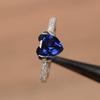 Women's Blue Sapphire Gemstone Ring September Birthstone Heart Cut 925 Sterling Silver Ring For Wedding & Engagement