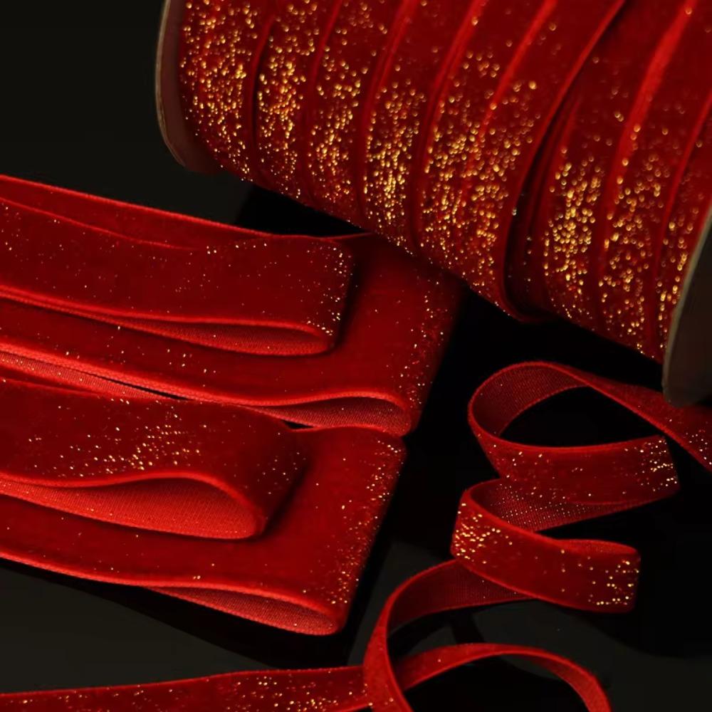 Glitter Christmas Velvet Ribbon 5 Yards Bow Ribbon Gift Box Packaging Ribbon  Wrapping