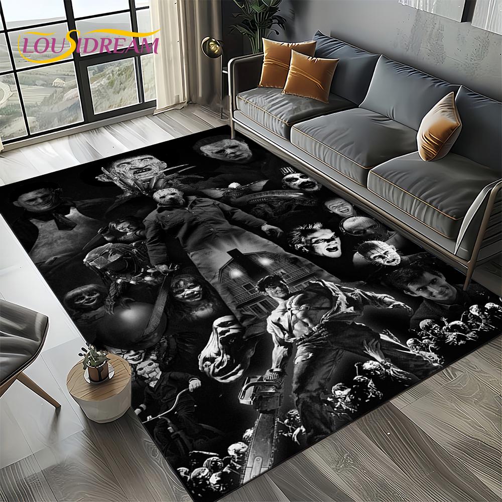 Ковер Коврик Персонаж Фильма Ужасов Чаки Пеннивайз Хэллоуин Пила для Гостиной Спальни Дома Украшение Дивана, Нескользящий Напольный Коврик