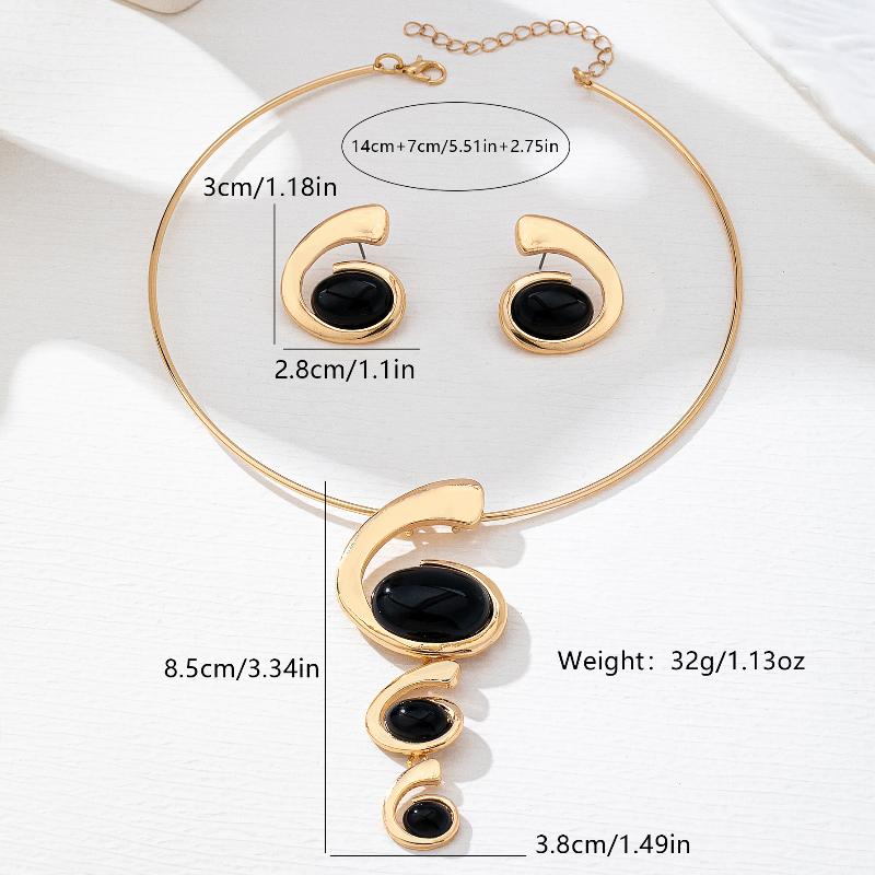 Модный набор колье и серег из сплава, геометрический, овальный, спиральный, в виде улитки, цепочка для ключицы для женщин, преувеличенные украшения