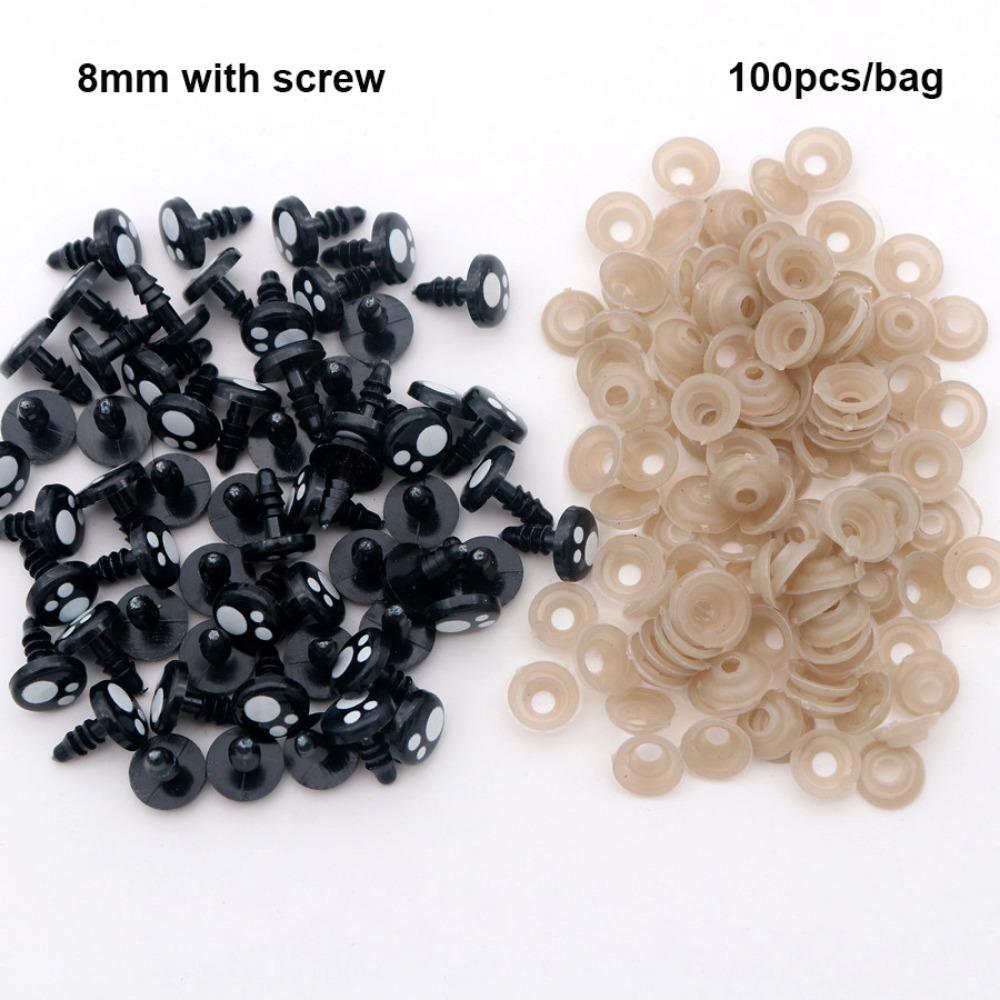 100pcs 8-16mm Flat Circle Bear Foot Eyes 2Styles Animal Puppet Crafts For White Bear Doll