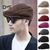 Ретро мужская продвинутая шляпа газетчик шляпа регулируемая окружность головы однотонная толстая плюшевая зимняя кепка косплей представление повседневный головной убор