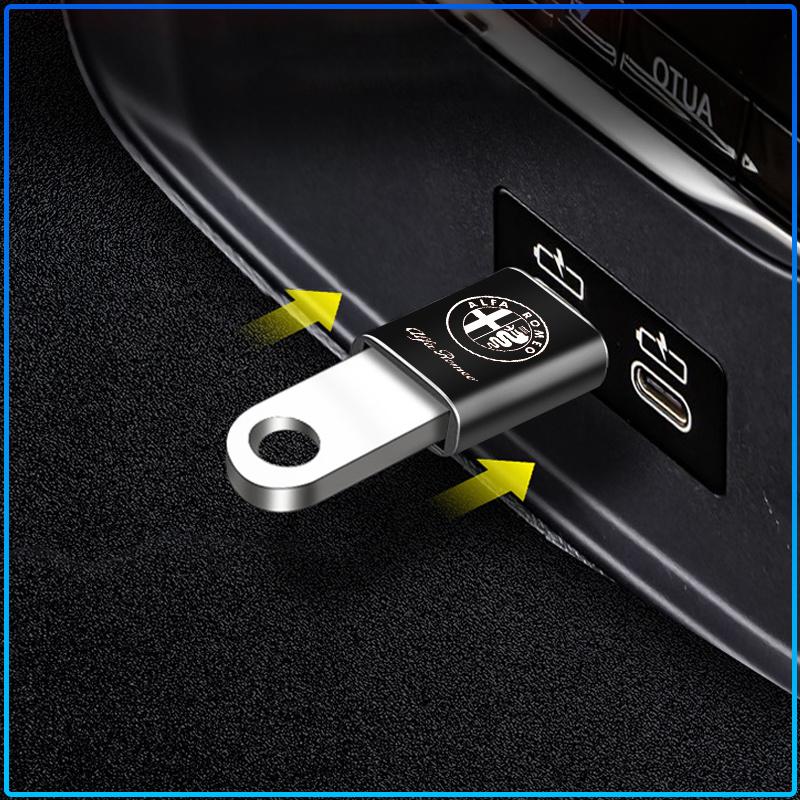 Автомобильный USB Type-C Кабель-конвертер Адаптер для зарядки Автоаксессуары Для Alfa Romeo 147 159 156 Giulietta Giulia Mito Spider Alpha Подголовник