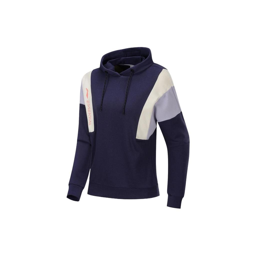 Женские толстовки с капюшоном Li Ning Training Series с цветным логотипом и буквами, свободный свитер Deep-Night-Blue AWDP616-1