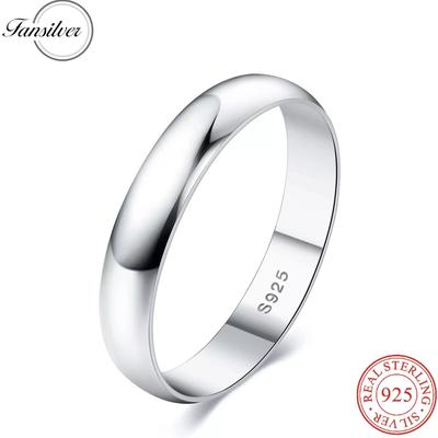Кольца из стерлингового серебра Fansilver S925 для женщин и мужчин, белое золото 18 карат, устойчивые к потускнению штабелируемые кольца, оптовая продажа