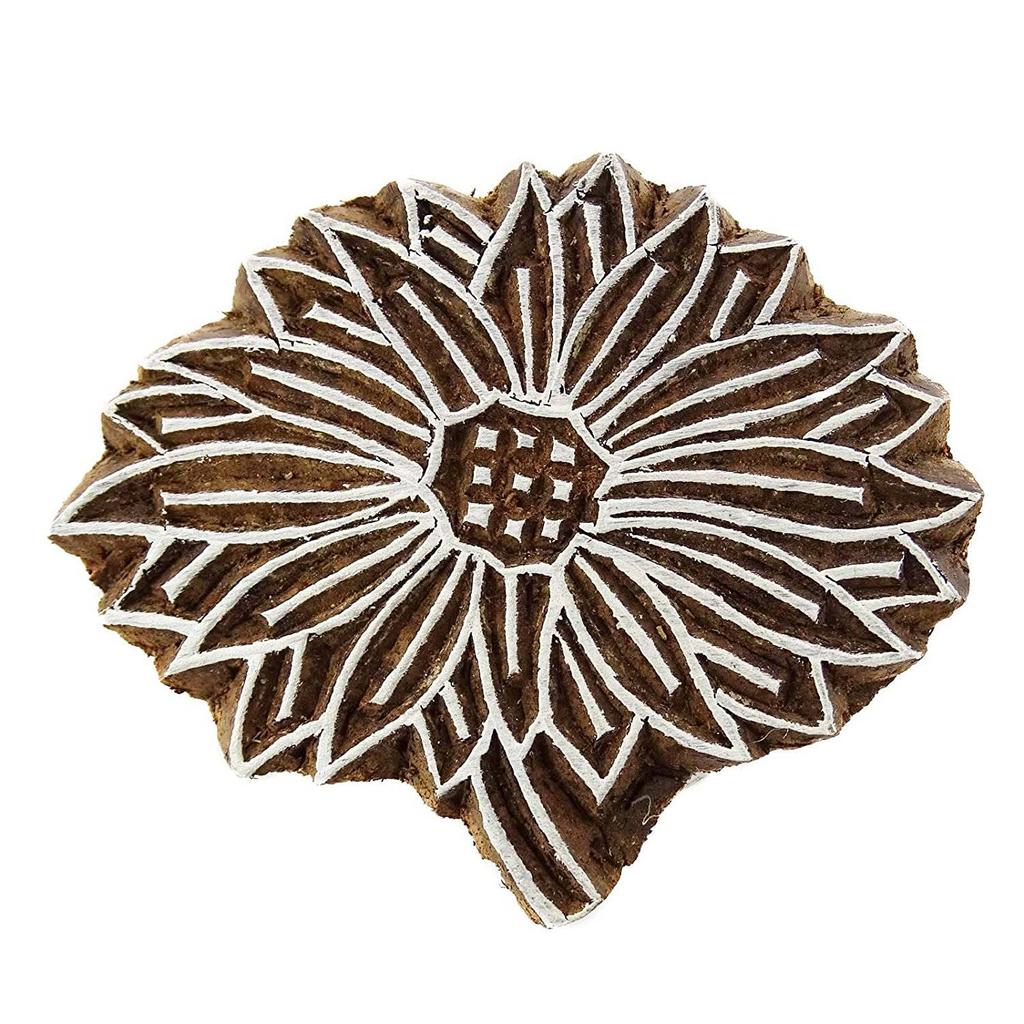 Ручной резной коричневый блок печати Деревянный текстильный штамп Цветочный блок штампа