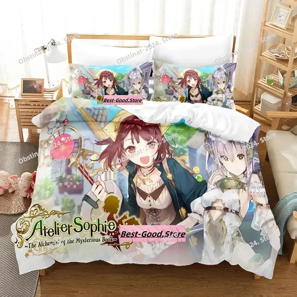 Новый комплект постельного белья Atelier Sophie с рисунком из мультфильма «Аниме» из трех предметов для взрослых и детей, комплект постельного белья «queen-size»