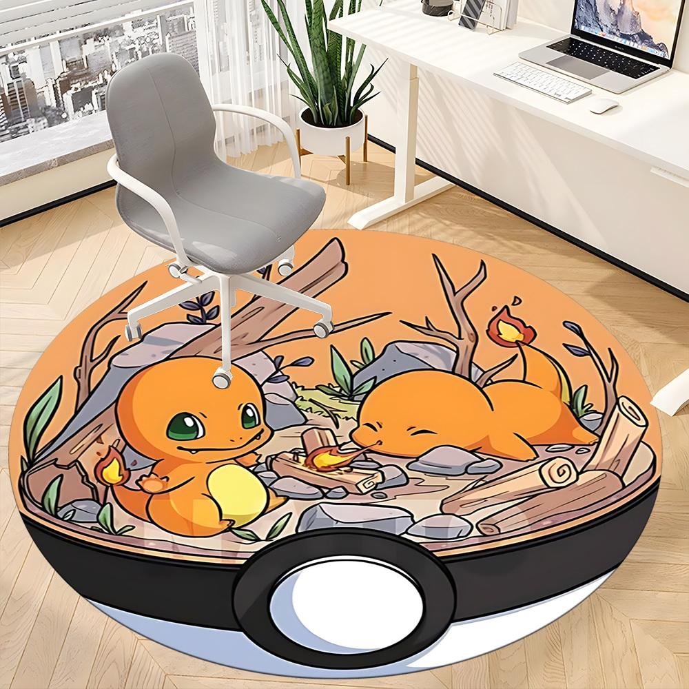 1pc Poke Ball Pokémon Charmander Office Round Area Rug, Under Office Chairs Bedroom Living Room Home Decor a092