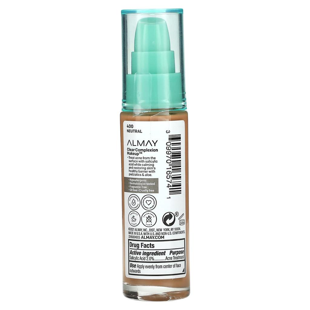 Almay Clear Complexion Makeup, 400 Neutral, 30ml (1fl Oz)