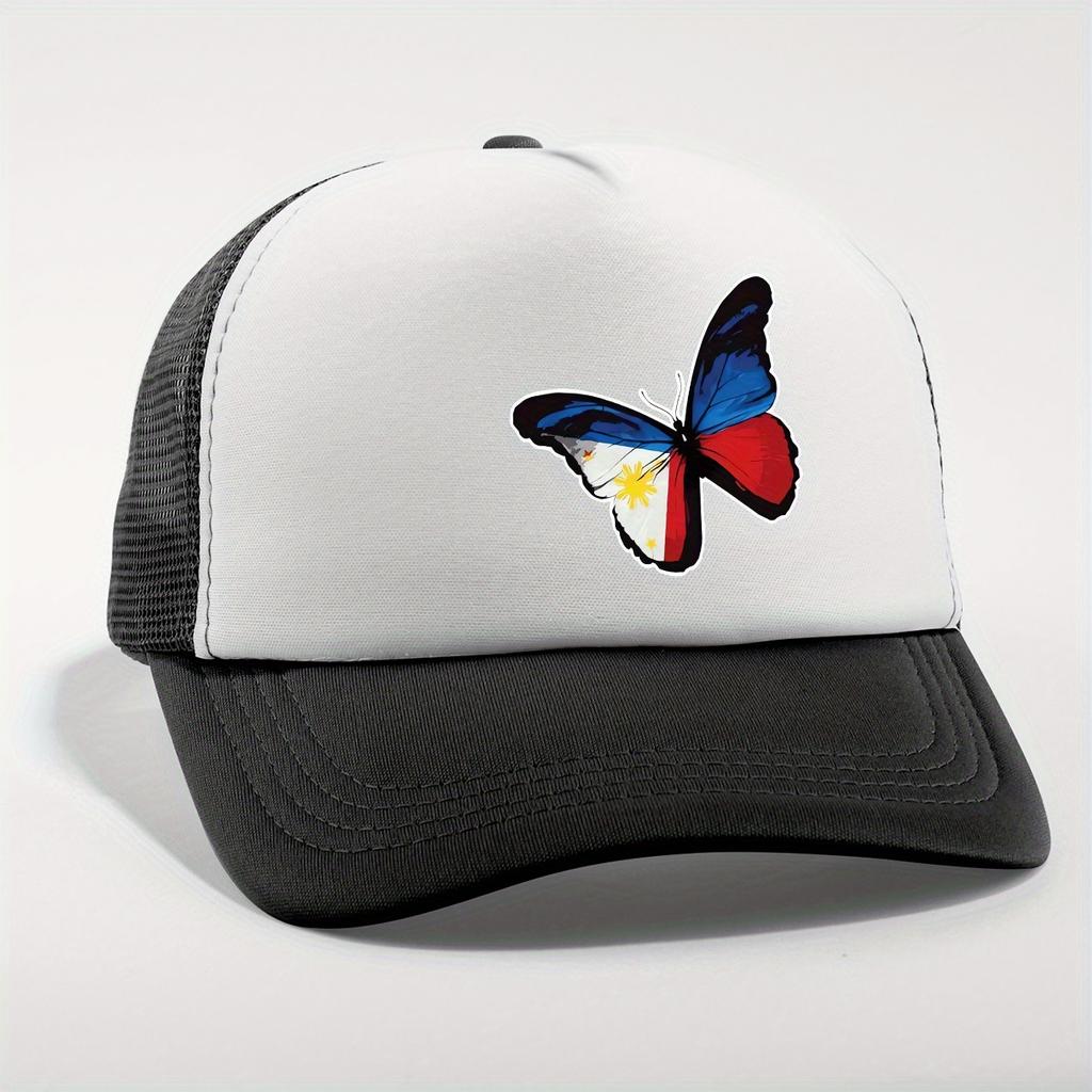 Philippine Flag Butterfly Trucker Hat Adjustable Mesh Back Baseball Cap Casual Summer Headwear