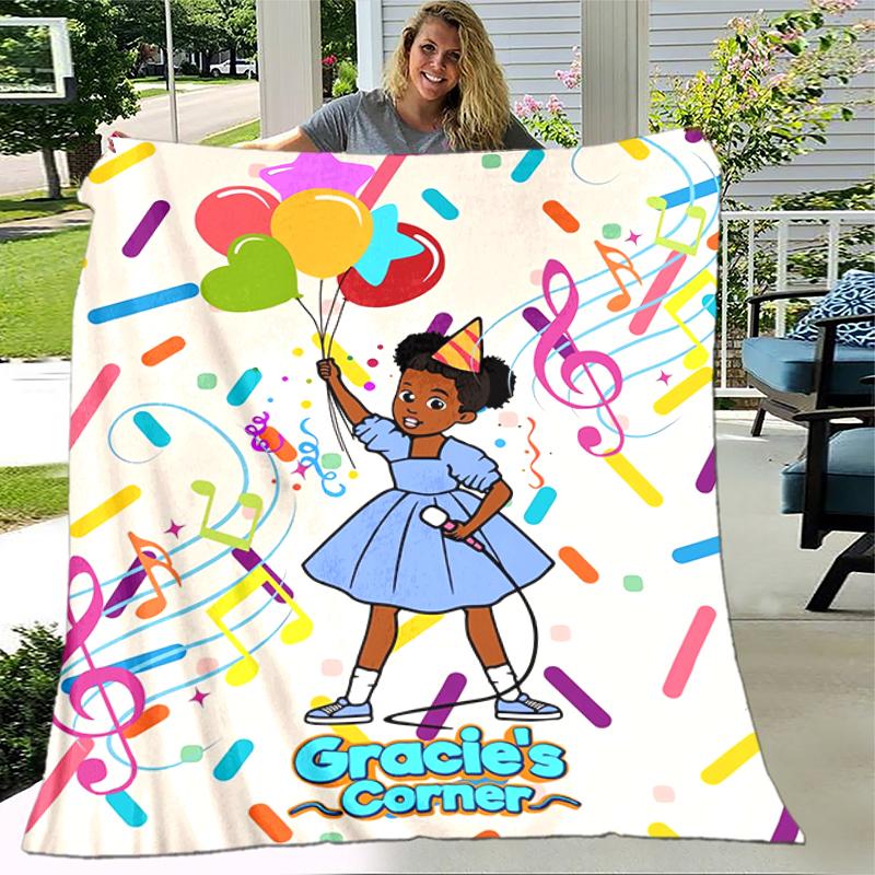 1pc Blanket Gracie's Corner Print Design, Lightweight Blanket for Sofa, Bed- Soft &Warm, Gift for All Seasons like Christmas, Halloween