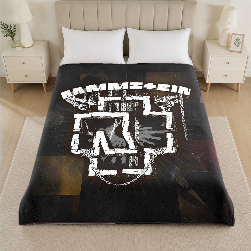 Rammstein Print Flannel Blanket Cozy Lightweight Plush Throw Blanket For Bed Sofa Household Use