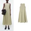 Summer New Product Women's Clothes Minimalist Round Neck Sleeveless Loose Patchwork Side Pleated Long Dress 1267743