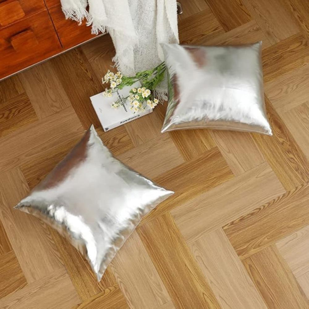 Упаковка из 2 декоративных наволочек, современный металлический блестящий чехол для подушки, искусственная кожа, мягкая квадратная наволочка для дивана-кровати, вечеринка, 45 x 45 см