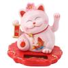 Solar Energy Powered White Beckoning Lucky Money Cat for Home Office Car Decor Feng Shui Lucky Cat