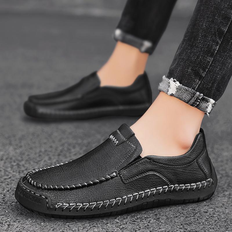 Модные мужские лоферы из натуральной кожи, нескользящие, для ходьбы, дышащие, уличные, слипоны, повседневная обувь для мужчин, для работы, офиса, вождения, кроссовки