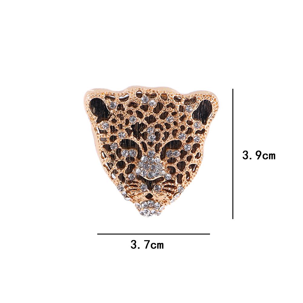 Head Hollow Collar Pins Luxurious Men Badges Leopard Brooch Rhinestone Brooch Male Ornaments