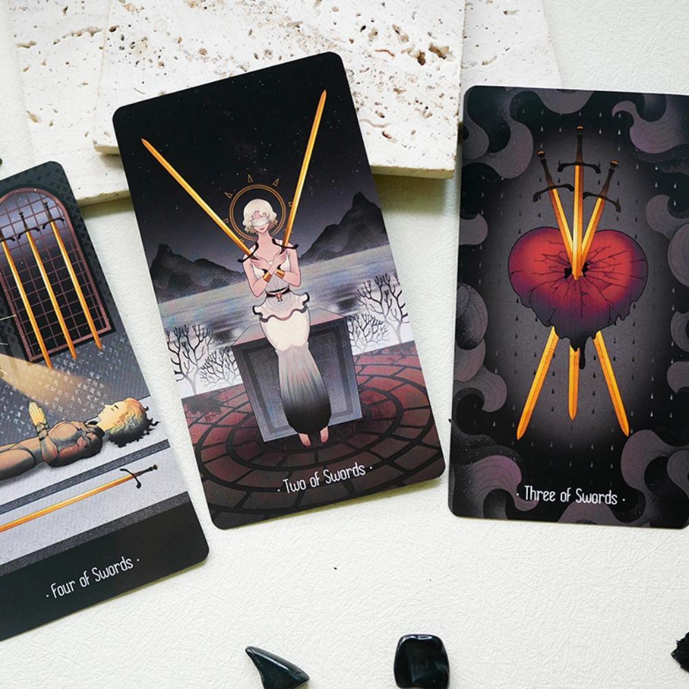 Звезды, освещающие ночь, 10,3*6 см, ОБЫЧНЫЕ, яркие, в азиатском стиле, мультяшная колода, нежная линия искусства, 78 шт., уникальные инди-карты Таро для начинающих