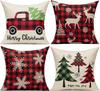 Рождественская наволочка с клеткой, наволочка с принтом грузовика, оленя и снежинки для домашнего декора