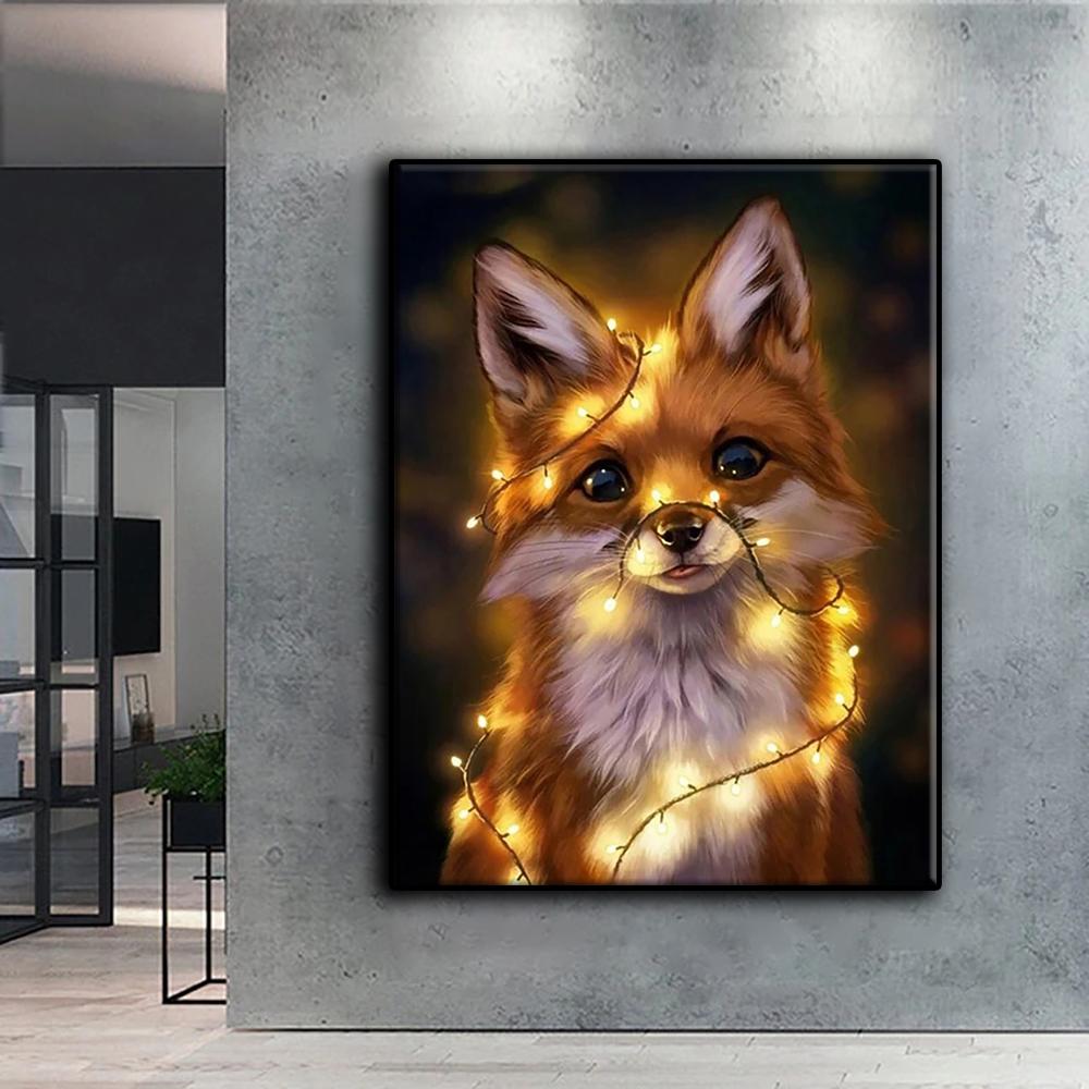 DIY 5D алмазная живопись животное лиса набор для вышивки крестом полная дрель вышивка мозаика художественная картина стразы подарок