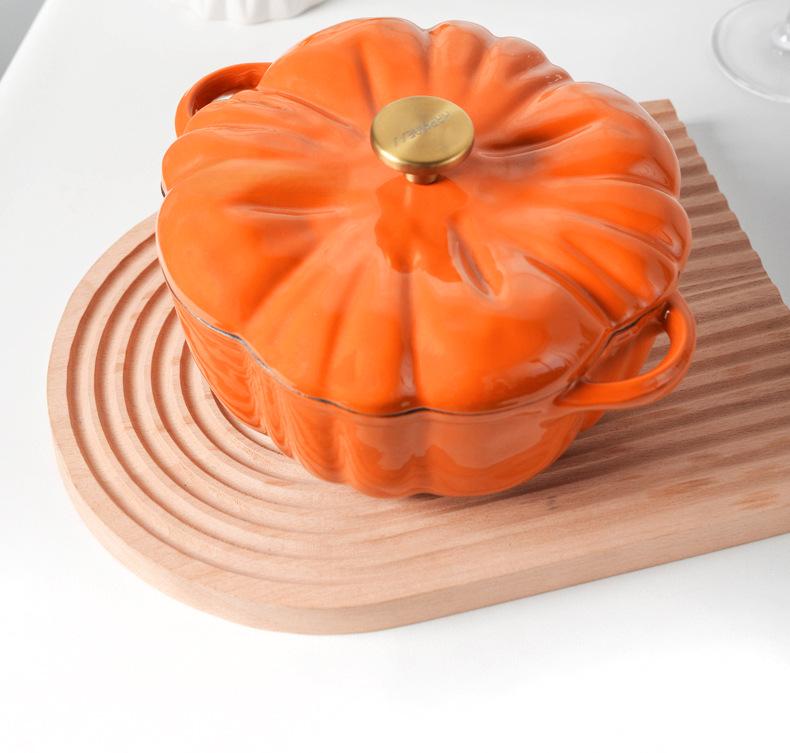 Little Happiness Многофункциональная чугунная эмалированная кастрюля в форме тыквы - рагу, суп, универсальная индукционная плита