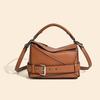 2025 Autumn Geometric Cowhide Crossbody Biker Bag - Large Capacity Genuine Leather Handbag for Women
