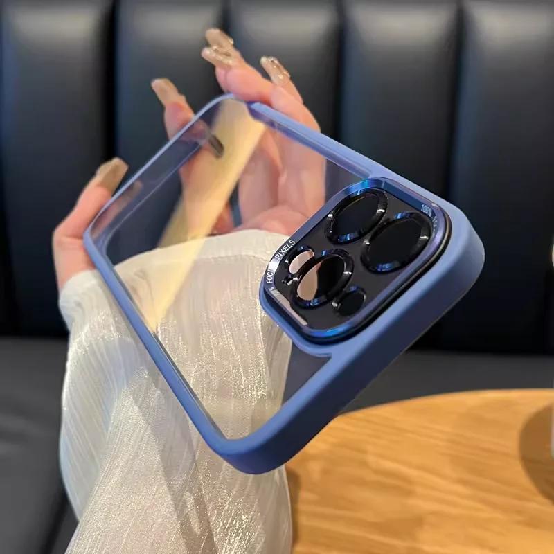 Роскошный защитный чехол для объектива камеры iPhone 16 15 14 13 12 Pro Max Plus, мягкий бампер, противоударный, гибридный, акриловый, прозрачный, жесткий чехол