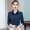 Yousheng Women Shirt Lapel Long Sleeve Single Breasted Shirt Tops Solid Color Slim Fit Office Lady Shirt Work Wear