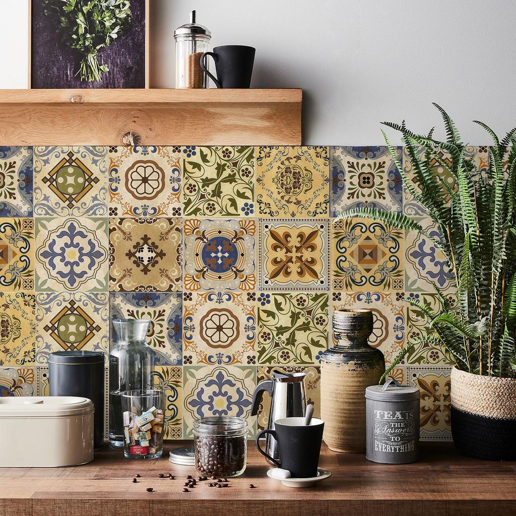 24 Pieces European Pattern Self-Adhesive Tile Sticker Waterproof And Oil-Proof Kitchen Bathroom Wall Decoration Matte Film Pvc Wall Sticker