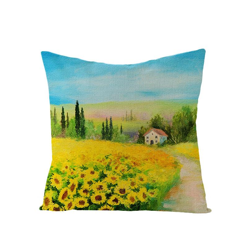 Retro-Style Autumn With Maple Leaves And Sunflowers Digital Printing Short Plush Pillow Covers For Car Sofa Office Cushion Cover