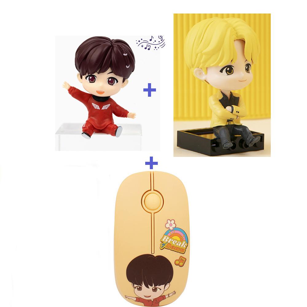 BTS (Бантан мальчики) 2 Рисунок монитора(Волшебная дверь+Масло) + НАБОР беспроводной мыши, TinyTan, официальный, оригинальный, подлинный, KPOP, идол