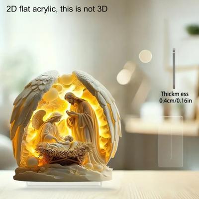 Рождественский вертеп Акриловая настольная табличка 2D Плоский настольный дисплей Украшение для христианского дома Декор полки