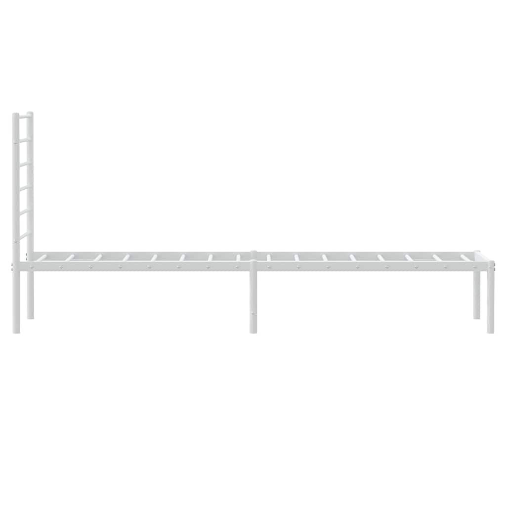 Metal Bed Frame with Headboard White 90x200 cm