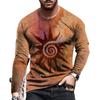 Simple Vintage Pattern 3d Print Men's O-Neck T-shirt Casual Long Sleeve Oversized Pullover Fashion T-shirt Men Clothing