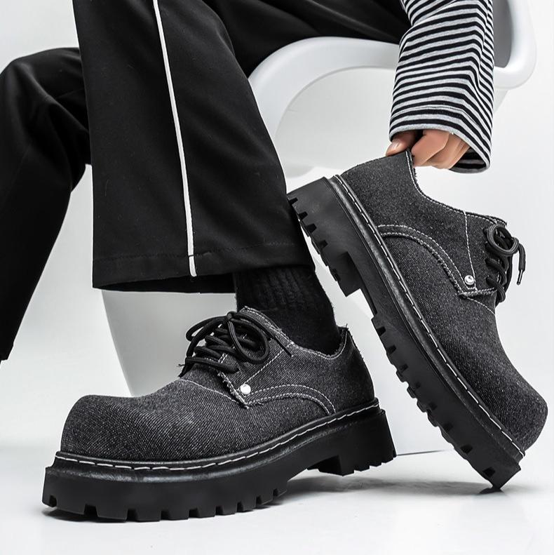 Модные Новые Мужские Дерби Британского Стиля с Большим Круглым Носком, Массивные Кроссовки на Платформе, Оригинальная Дышащая Повседневная Обувь для Уличной Моды и на Каждый День