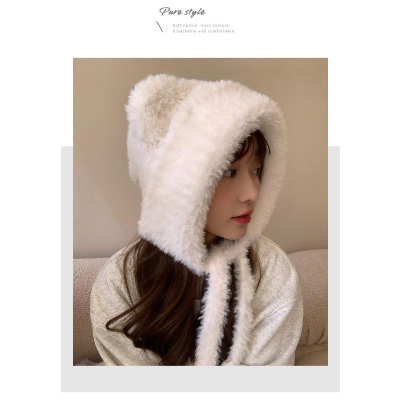 Шапка-ушанка женская зимняя плюшевая теплая вязаная шапка с защитой ушей