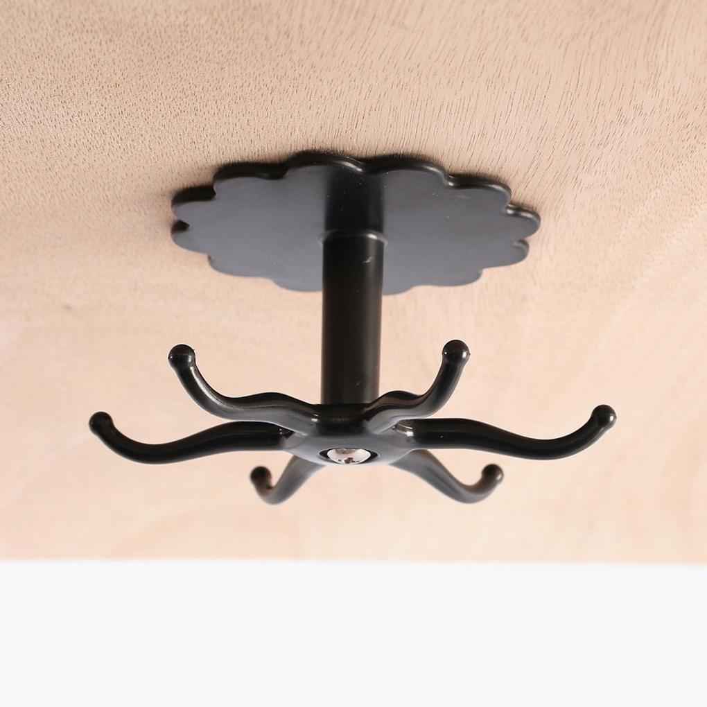 Floret Rotating Kitchen Utensil Hanger Adhesive Bathroom Ceiling Hook
