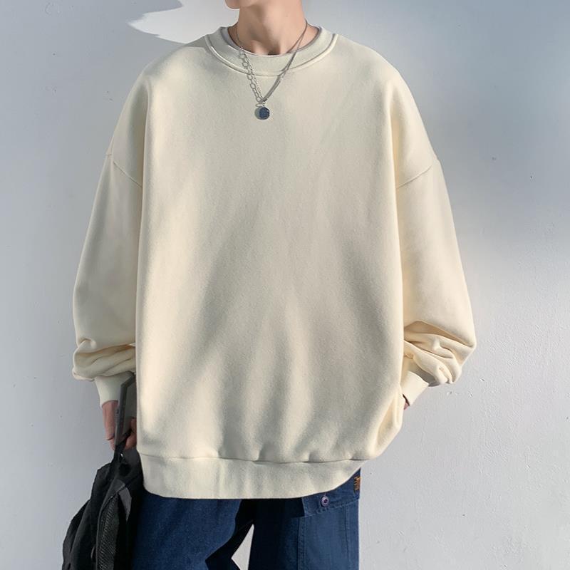 Толстовки с круглым вырезом, однотонный мужской удобный свитер на осень и зиму, свободный спущенный плечевой пояс, круглый вырез, универсальный свитер Tide